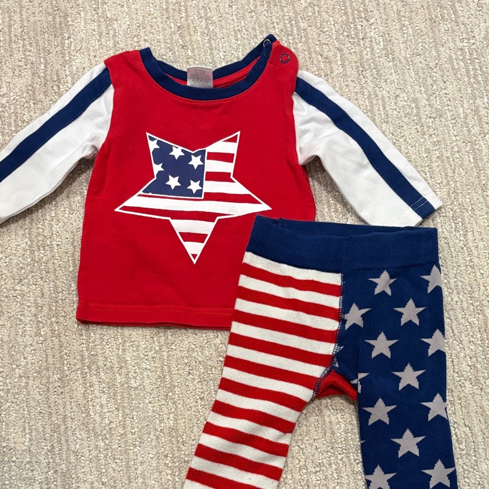 Red Star and Stripes Baby Set July 4 USA